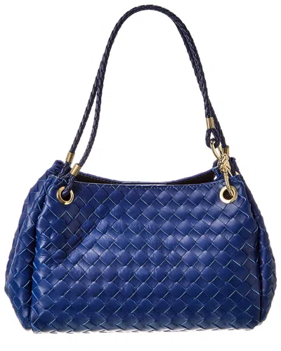 Isabella Rosetti Georgina Woven Leather Shoulder Bag In Blue