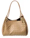 Isabella Rosetti Georgina Woven Leather Shoulder Bag In Sand