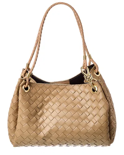 Isabella Rosetti Georgina Woven Leather Shoulder Bag In Sand