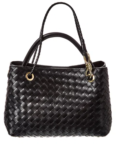 Isabella Rosetti Lily Woven Leather Tote In Black