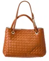 Isabella Rosetti Lily Woven Leather Tote In Brown
