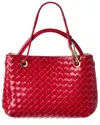 Isabella Rosetti Lily Woven Leather Tote In Red
