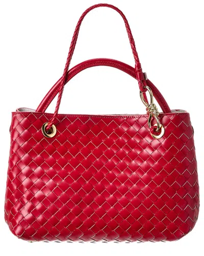 Isabella Rosetti Lily Woven Leather Tote In Red