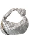 Isabella Rosetti Mae Hand-woven Leather Shoulder Bag In Silver