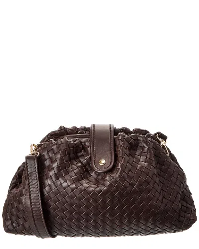 Isabella Rosetti Nora Hand-woven Leather Clutch In Brown
