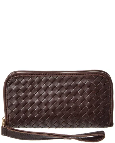 Isabella Rosetti Ora Hand-woven Leather Wallet In Brown