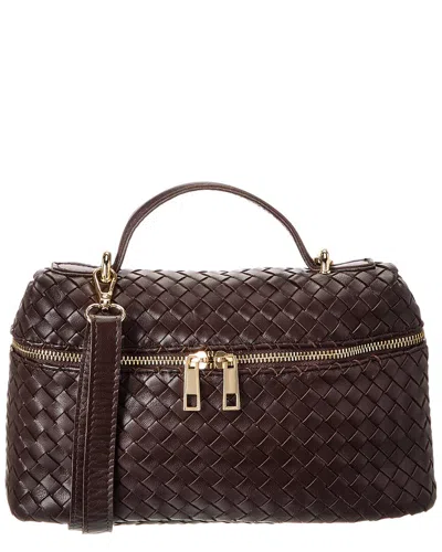 Isabella Rosetti Quinn Hand-woven Leather Crossbody In Brown