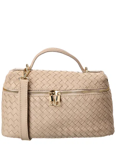 Isabella Rosetti Quinn Hand-woven Leather Crossbody In Sand