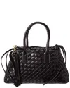 Isabella Rosetti Roberta Leather Woven Tote In Black