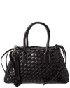 Isabella Rosetti Roberta Leather Woven Tote In Black