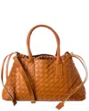 Isabella Rosetti Roberta Leather Woven Tote In Brown
