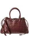 Isabella Rosetti Roberta Leather Woven Tote In Brown