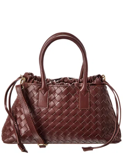 Isabella Rosetti Roberta Leather Woven Tote In Brown
