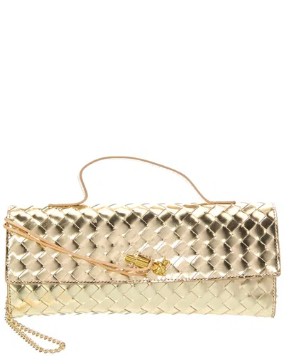 Isabella Rosetti Stella Hand-woven Leather Handbag In Gold