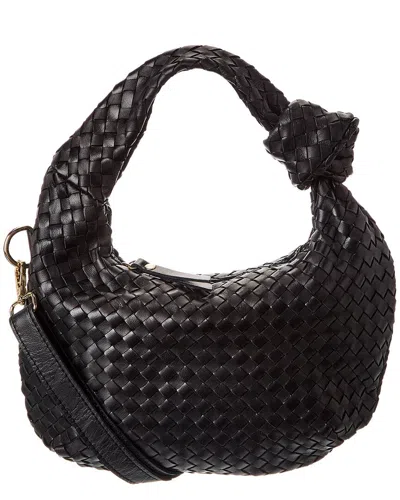 Isabella Rosetti Sylvie Hand-woven Leather Shoulder Bag In Black