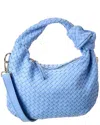 Isabella Rosetti Sylvie Hand-woven Leather Shoulder Bag In Blue