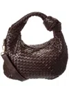Isabella Rosetti Sylvie Hand-woven Leather Shoulder Bag In Brown