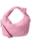 Isabella Rosetti Sylvie Hand-woven Leather Shoulder Bag In Pink