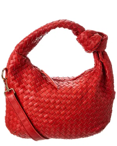 Isabella Rosetti Sylvie Hand-woven Leather Shoulder Bag In Red