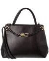 Isabella Rosetti Waverly Ostrich-embossed Leather Handbag In Black
