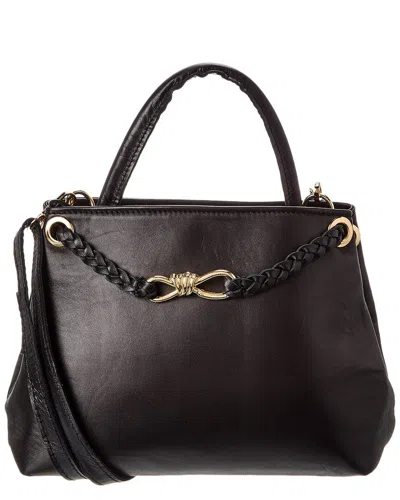 Isabella Rosetti Waverly Ostrich-embossed Leather Handbag In Black