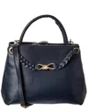 Isabella Rosetti Waverly Ostrich-embossed Leather Tote In Blue