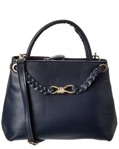 Isabella Rosetti Waverly Ostrich-embossed Leather Tote In Blue