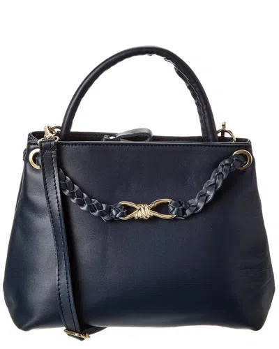 Isabella Rosetti Waverly Ostrich-embossed Leather Tote In Blue
