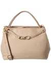 Isabella Rosetti Waverly Ostrich-embossed Leather Tote In Sand