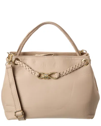 Isabella Rosetti Waverly Ostrich-embossed Leather Tote In Sand
