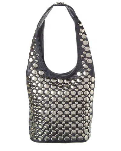 Isabella Rossetti Alice Studded Leather Shoulder Bag In Blue