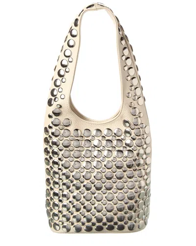 Isabella Rossetti Alice Studded Leather Shoulder Bag In Sand