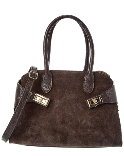 Isabella Rossetti Audrey Suede Tote In Brown