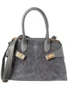 Isabella Rossetti Audrey Suede Tote In Gray