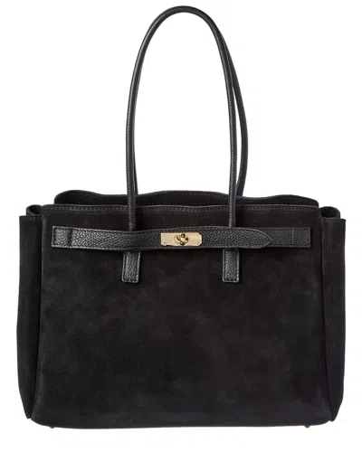 Isabella Rossetti Aurelia Suede Handbag In Black