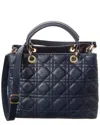 Isabella Rossetti Blair Quilted Leather Tote In Blue