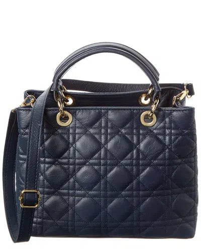 Isabella Rossetti Blair Quilted Leather Tote In Blue
