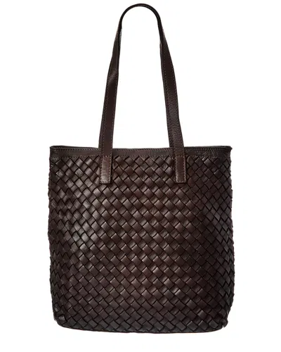 Isabella Rossetti Claire Hand Woven Leather Tote In Brown