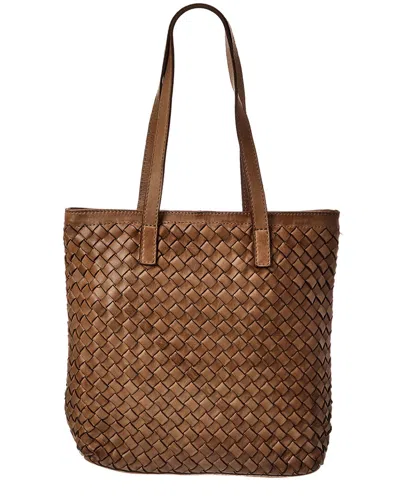 Isabella Rossetti Claire Hand Woven Leather Tote In Tan