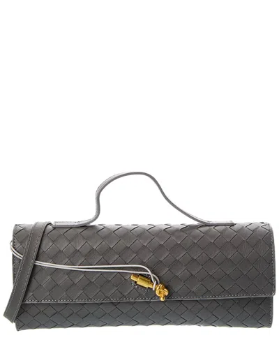Isabella Rossetti Faye Hand-woven Leather Clutch In Black