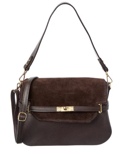 Isabella Rossetti Greta Suede & Leather Handbag In Brown