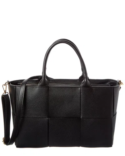 Isabella Rossetti Isabel Hand-woven Leather Tote In Black