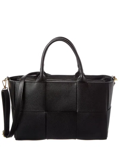 Isabella Rossetti Isabel Hand-woven Leather Tote In Black