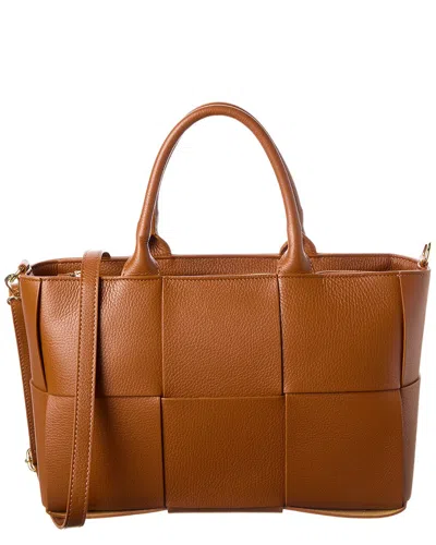 Isabella Rossetti Isabel Hand-woven Leather Tote In Brown
