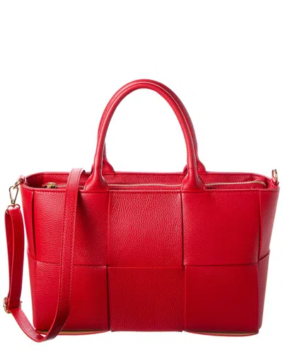 Isabella Rossetti Isabel Hand-woven Leather Tote In Red