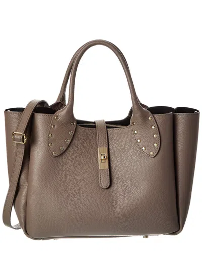 Isabella Rossetti Keira27 Studded Handle Leather Tote In Brown