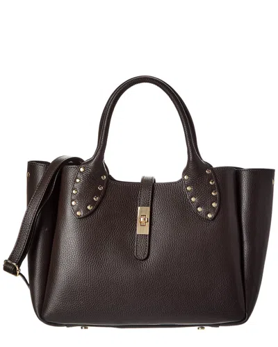 Isabella Rossetti Keira27 Studded Handle Leather Tote In Brown