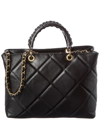 Isabella Rossetti Lucie Quilted Leather Tote In Black