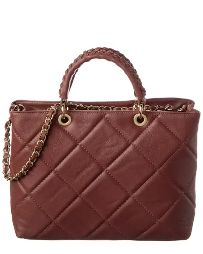 Isabella Rossetti Lucie Quilted Leather Tote In Brown
