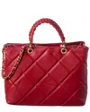 Isabella Rossetti Lucie Quilted Leather Tote In Red